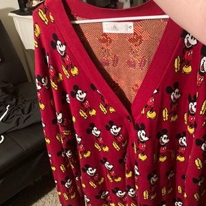 Red bitten up Mickey Mouse cardigan
